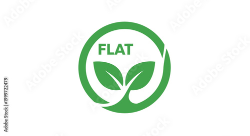 A green logo featuring leaves and the word FLAT is shown on a white background.