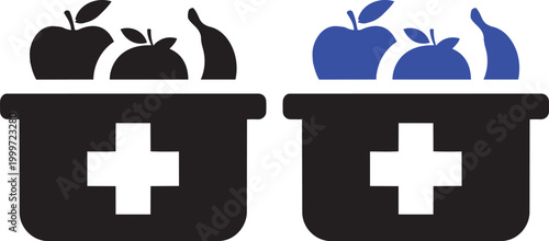 Healthy Essentials Kit: A symbolic illustration showcasing a first aid kit filled with fresh fruit, representing a holistic approach to wellness.