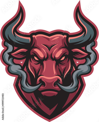 Red Bull Horns Mascot Logo