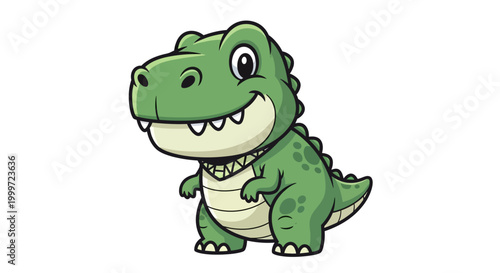 A cartoon green dinosaur with a necklace.