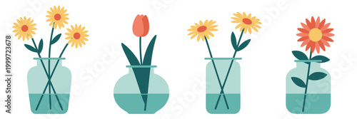 Colorful spring flowers arranged in a decorative vase