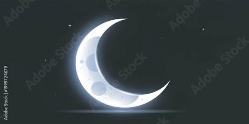 Crescent Moon in the Dark Sky.