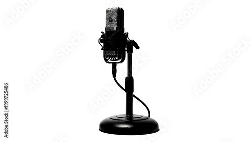 Vintage Microphone on Stand - Retro Audio Recording Equipment