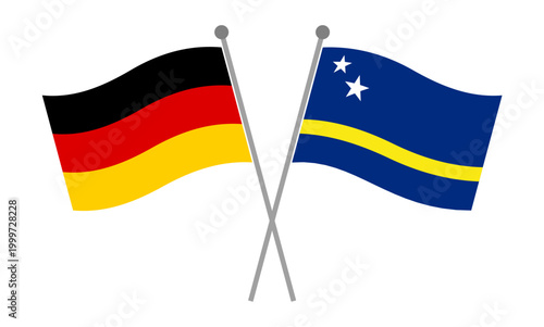 Bild auf Leinwand Germany and Curaçao crossed national flags on flagpoles representing diplomatic