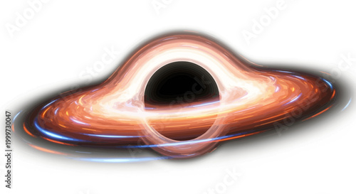Captivating black hole graphic displaying brilliant light effects and gravitational distortion of spacetime