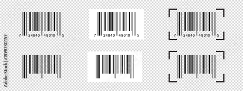 Quadro em tela Collection of barcode stickers with scanning frames