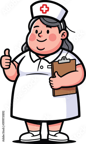 Friendly Cartoon Nurse Giving Thumbs Up
