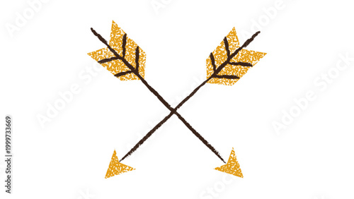 Crossed Arrows Vector Illustration in Rustic Hand Drawn Texture