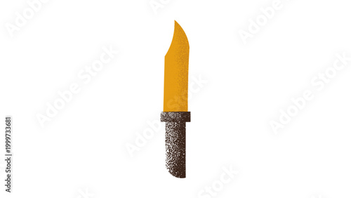 Camping Knife or Hunting Dagger Vector Icon with Gritty Texture
