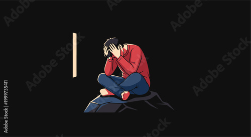 A man sitting alone in darkness.