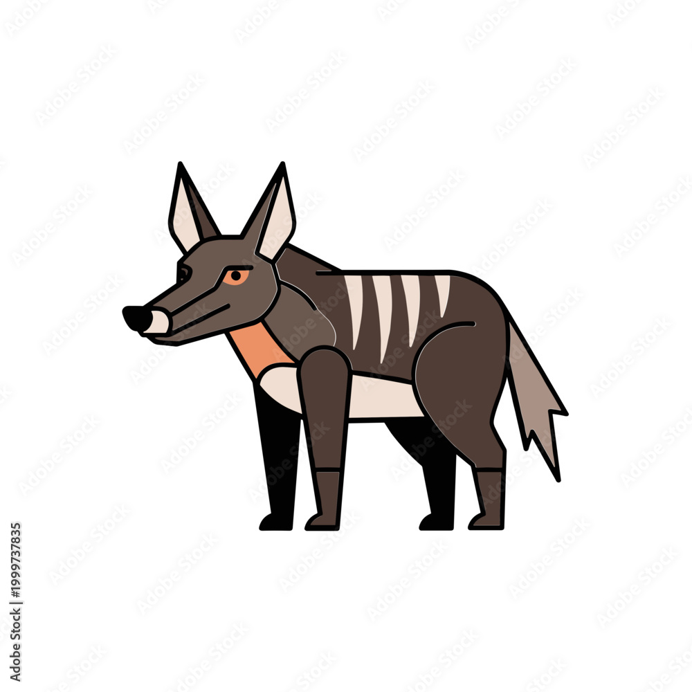 Fototapeta premium Striped Hyena Cartoon - Flat Design Illustration