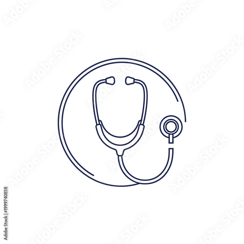 Stethoscope in a medical circle.