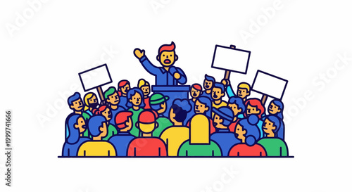 A diverse crowd of people protesting together.