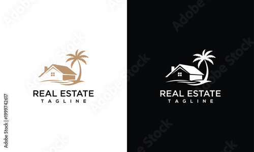 Tropical Beach House Real Estate Logo