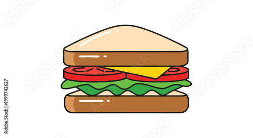 Freshly prepared sandwich illustration with simple lines and colors