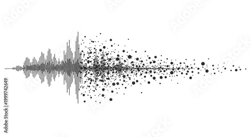 Foto Sound wave particle explosion effect.