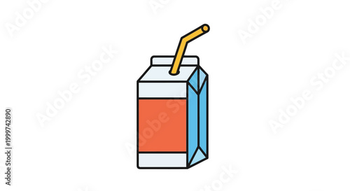 Cartoon illustration of a juice box with straw for refreshment