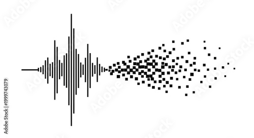 Foto Sound wave turning into particles.