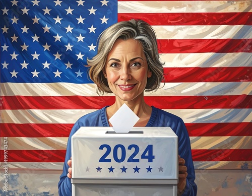 Woman casting ballot in 2024 election