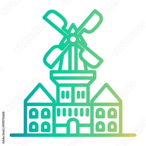 amsterdam landmark Line Gradient Icon