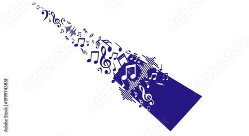Billede på lærred Music Notes Emerging From Speaker.
