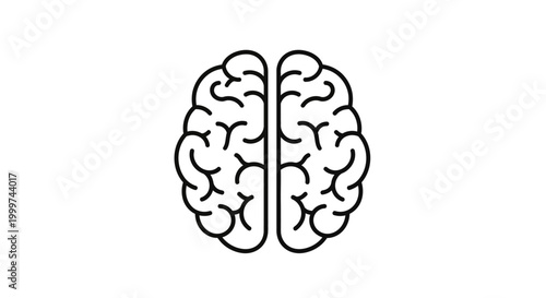 Minimalist brain icon on white background, symbol of intelligence, creativity, and thought process