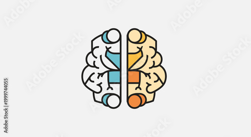 Abstract Brain Illustration - Left and Right Hemisphere Concept