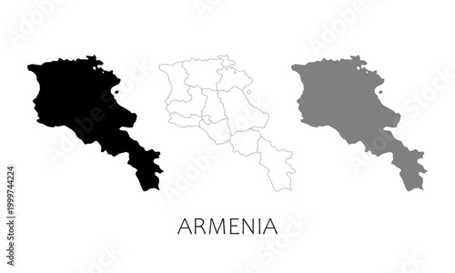 Armenia map in high quality (black, white, grey)
