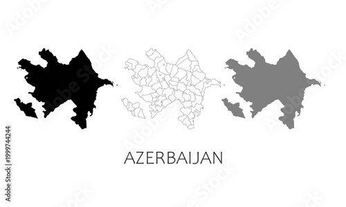 Azerbaijan map in high quality (black, white, grey)