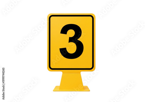 Yellow traffic sign indicating a three-way intersection ahead isolated on transparent background