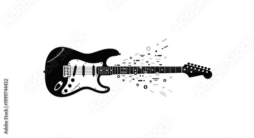 Schilderij op canvas Electric Guitar Breaking Apart Quickly.