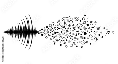 Photos Sound wave turning into music symbols.