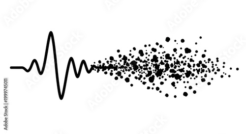 Black ECG heartbeat pulse line dissolving.