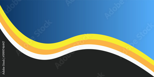 Abstract Blue and Yellow Wavy Background with Black Base