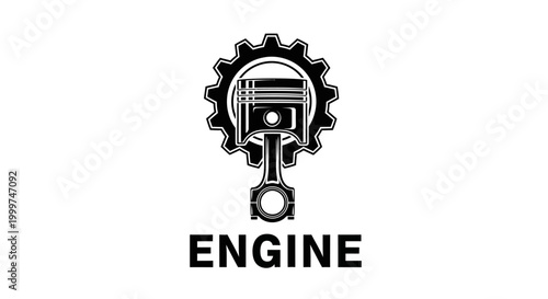 Piston and Gear Logo - Engine Mechanical Component