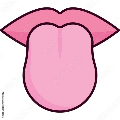Human Tongue Taste Organ Flat Illustration