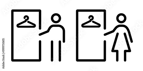 фотографія Mens and womens changing rooms line icons with outline symbols
