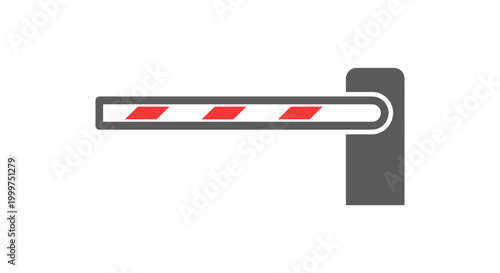 Flat Vector Icon of a Closed Security Parking Barrier Gate.