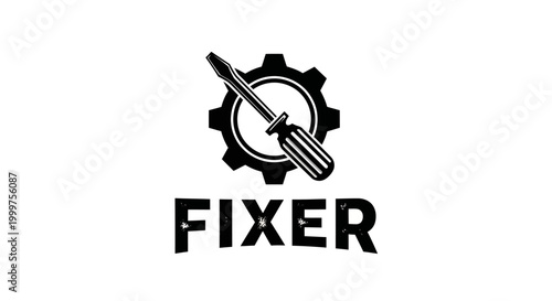Screwdriver and Gear Icon Representing Repair, Maintenance, and Technical Service