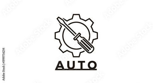 Screwdriver and Gear Icon: Auto Repair and Mechanical Service Concept