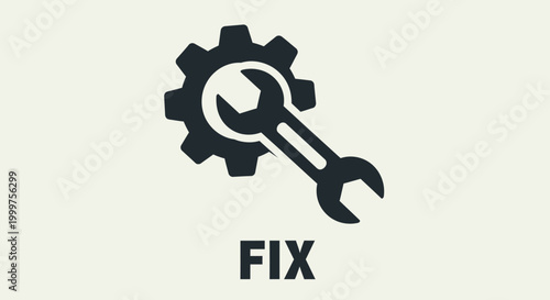 Repair Service Icon: Wrench and Gear Symbol Representing Fix, Maintenance, and Technical Support