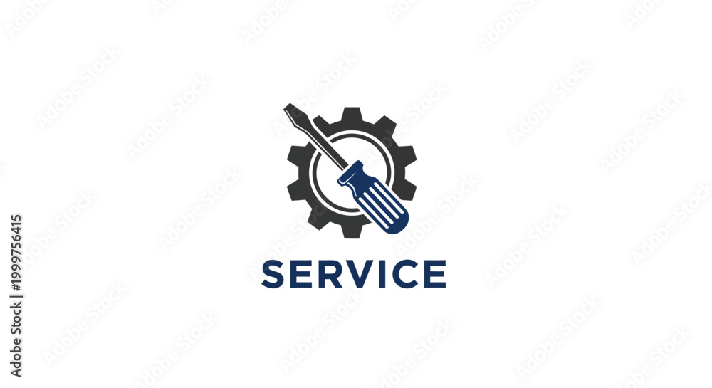 Fototapeta premium Screwdriver and Gear Icon - Service and Repair Concept