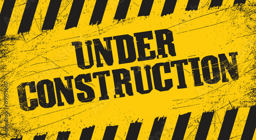 Yellow background with painted black grunge lines and the word "under construction." Perfect for a  under construction web background.