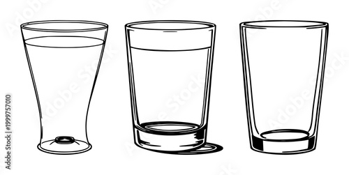 Glass plate set with black line art on white background featuring aesthetic, minimalist, outline with simple geometry and elegant silhouette.