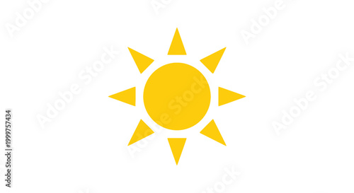 Bright Yellow Sun Icon on White Background
