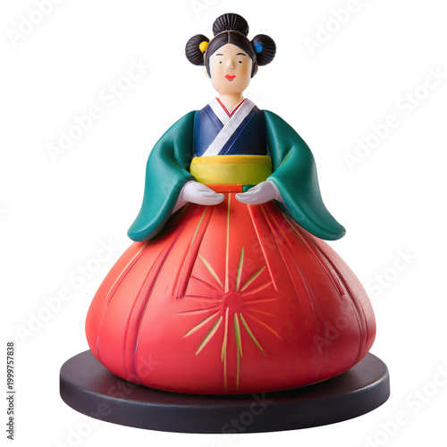 Colorful Traditional Figurine with Vibrant Dress and Elegant Features