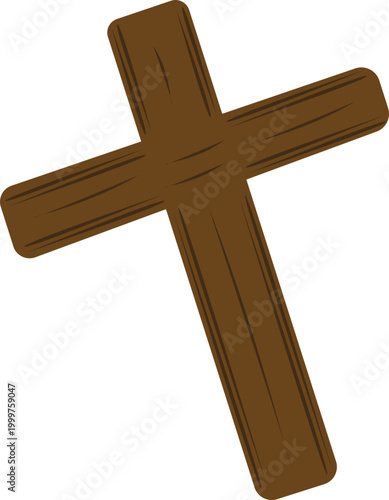 Christian Cross Silhouette on Hill – Calvary Wooden Cross Illustration for Good Friday