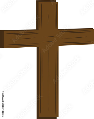 Christian Cross Silhouette on Hill – Calvary Wooden Cross Illustration for Good Friday