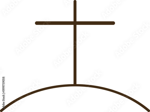 Christian Cross Silhouette on Hill – Calvary Wooden Cross Illustration for Good Friday