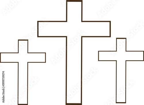 Christian Cross Silhouette on Hill – Calvary Wooden Cross Illustration for Good Friday